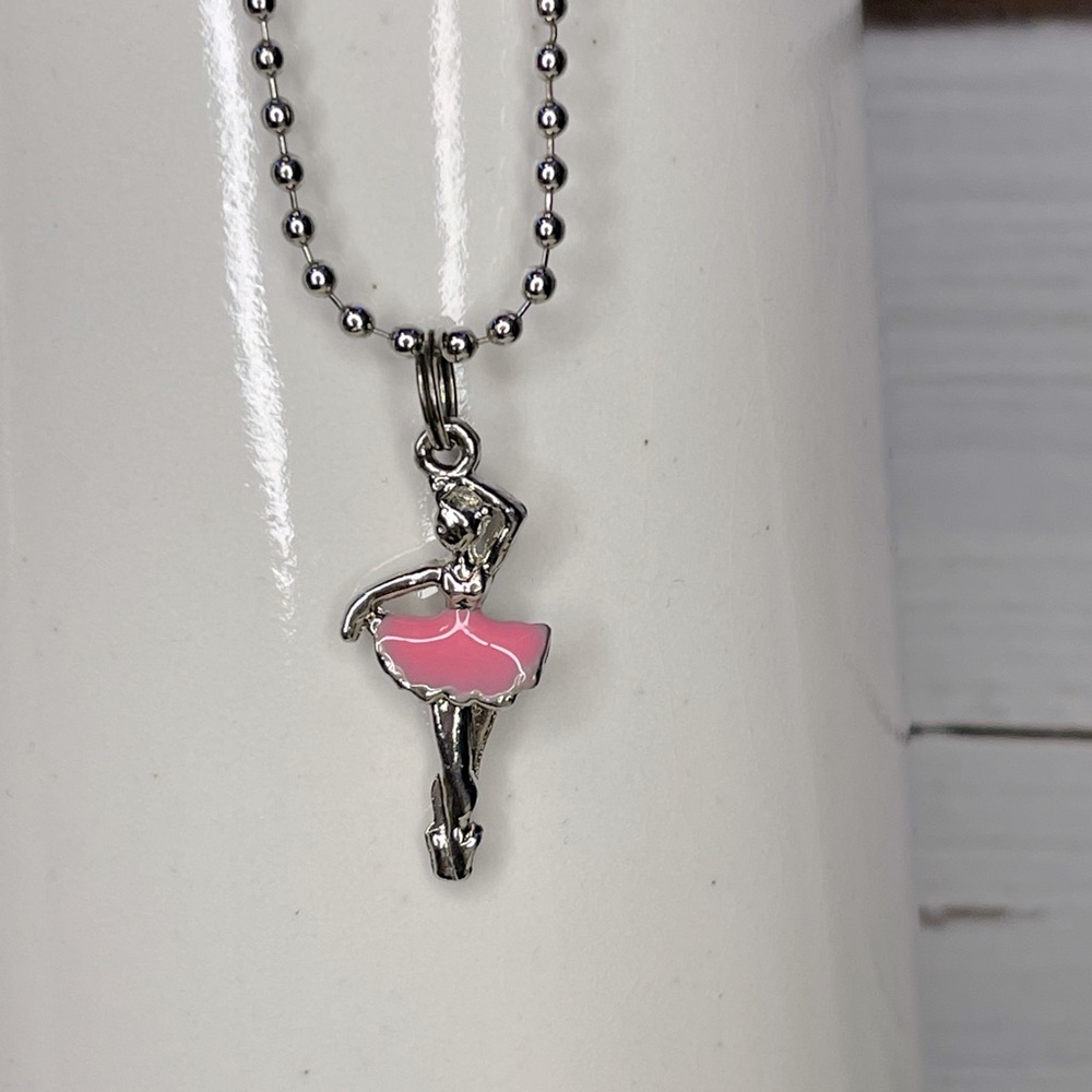 🔥 BEING DONATED Pink Ballerina Charm Necklace Ballerina Pendant Necklace